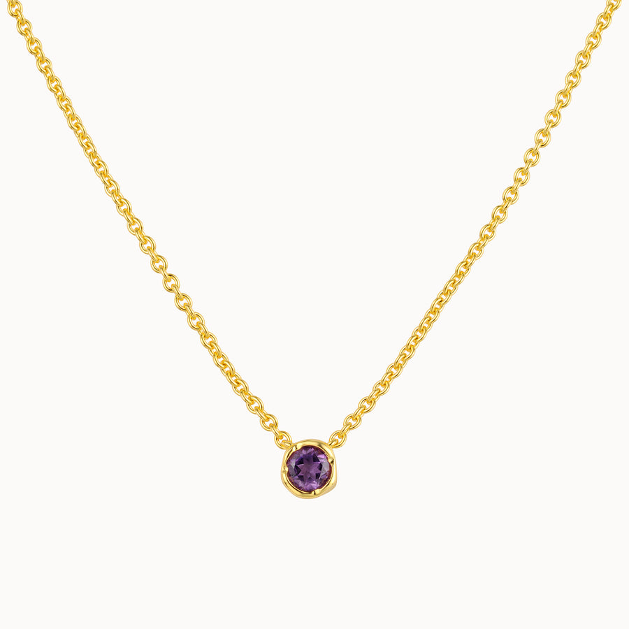 Gemstone Drop Necklace - Amethyst