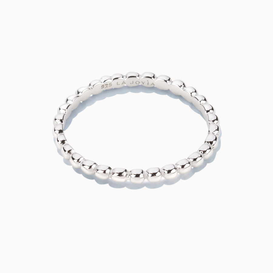 Plain Beaded Ring - Shiny Silver