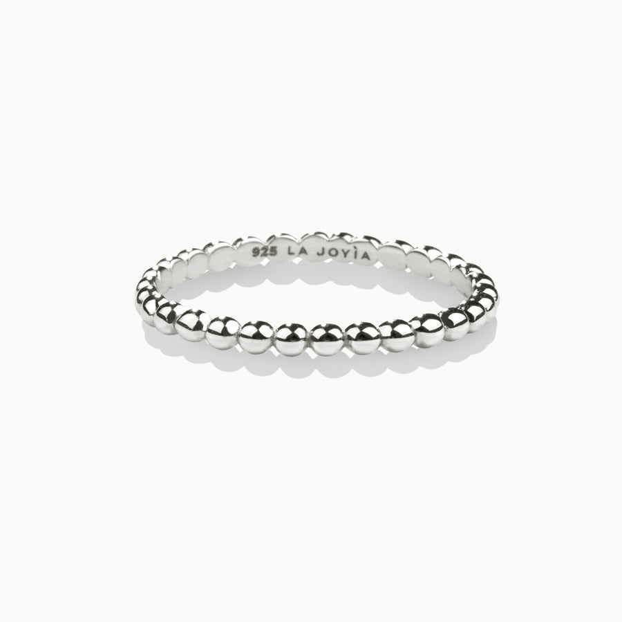 Plain Beaded Ring - Shiny Silver
